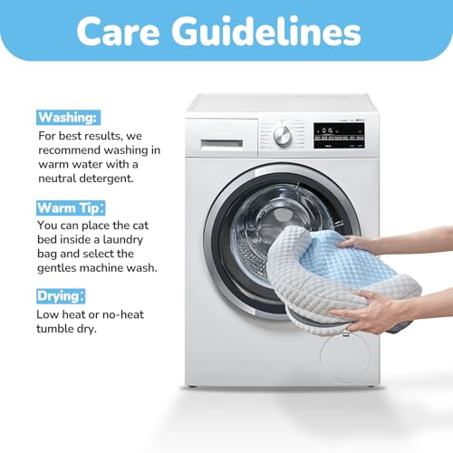 Summer Cat Cooling Mat - Cooling Cat Bed for Cats or Small Dogs, Cat Summer Sleeping Beds with U-Pillow Soft and Comfortable, Calming Cozy Cat Cushion Washable, Non-Slip Bottom Removable - color: Blue against Grey