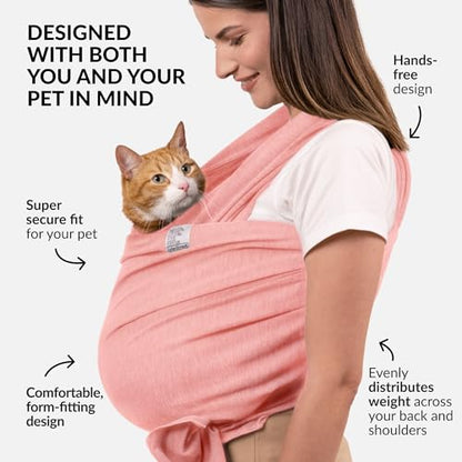 Cat Sling Carrier for Small Pets – Anti-Anxiety Cat Sling, Kitten Pouch – Pet Sling in Gray Black Blue Green Pink Yellow (Pink, Standard) - color: Pink, size: Standard