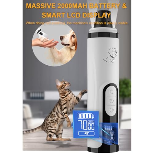 Dog Nail Grinder, 3-Speed, Ultra Quiet for Small to Large Dogs | Dual LED Lights for Quick Visibility, 7000-9000 RPM, <40dB, Ergonomic Grip, Multiple Grinding Ports, 2000mAh