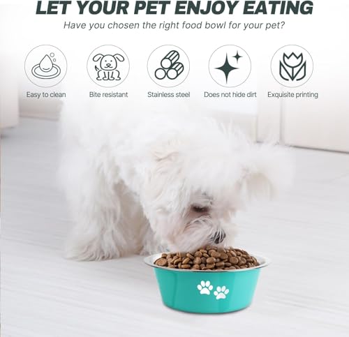 Stainless Steel Dog Bowls 2 Pack Small Medium Dogs Feeding Food Water Bowl with Non-Slip Silicone Sole, Stainless Steel Dog Dishes Elevated Raised Pet Feeder(Green+Grey, M(3.6 Cups) - color: Green+Grey, size: M(3.6 Cups)