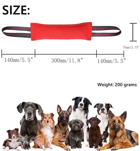 Clysoru Tug Toy for Dogs Tug of War Dog Toy with 2 Strong Red Band Handles Lasting Training Equipment Puppy to Large Dogs Interactive Toy Best for Tug of War Pull Indestructible Rope Toys (Vermeil) - color: vermeil
