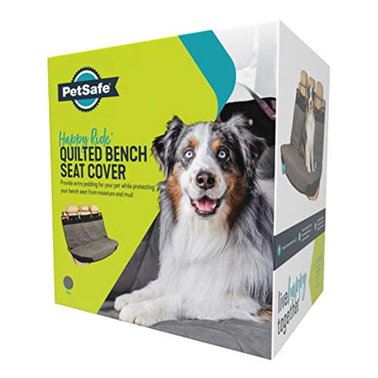 PetSafe Happy Ride Quilted Dog Car Seat Cover – Waterproof & Durable – Machine Washable – Fits Most Cars, Trucks & SUVs – Backseat Protection for Scratches & Dog Hair - Bench, Grey - color: Grey, size: Standard, style: Bench