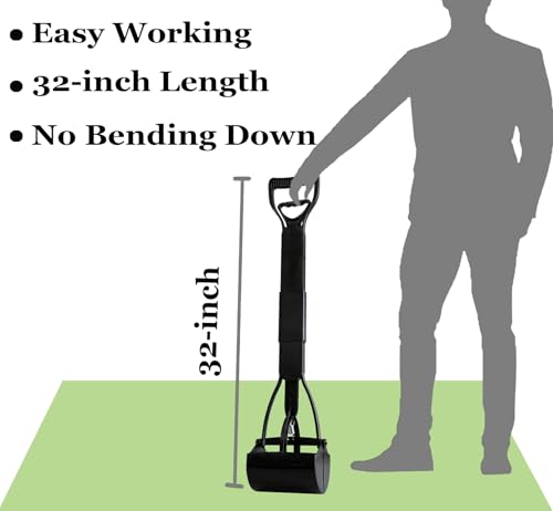 ienjoyed 2-Pack Pooper Scooper for Large Small Dogs Heavy Duty, 32" Long Handle Poop Scoop for Yard, Grass, Gravel, Dog Poop Grabber with High Strength Material - size: 32-inch(2-Piece)
