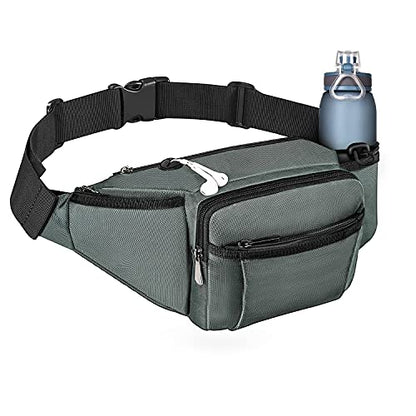 NOOLA Fanny Pack Waist Bag for Men Women, Lightweight Waist Pack with Water Bottle Holder, Adjustable Belt Bag with Multi-Pockets for Hiking, Dog Walking, Outdoor, Cycling, Running, Travel, Grey - color: Grey