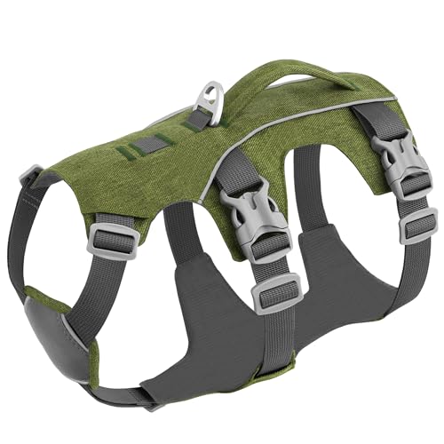 Escape Proof Dog Harness Medium Sized Dog, Reflective No Pull Dog Vest with Handle, Lightweight Full Body Pet Harness Adjustable for Walking,Training(Green,Chest:17-32") - color: Green, size: M: Chest 17-32", Fit 25-55 lbs