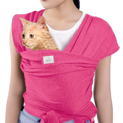 Sling Carrier for Small Dogs and Cats, Cat Carrier Pouch, Puppy Sling, Dog Chest Wrap, Cat Wraps, Comfortable, Weight-Distributing Pet Sling, Travel and Daily Use (Black)- Olsalv (Pink) - color: Pink
