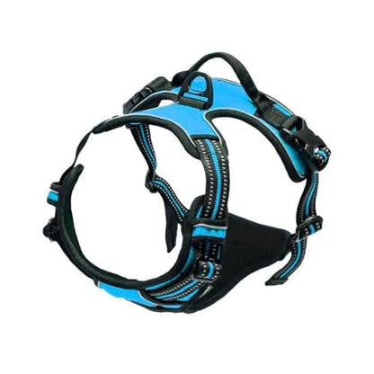 No Pull Dog Harness Front Clip Heavy Duty Reflective Easy Control Handle for Large Walking(Blue,S) - color: Blue, size: S