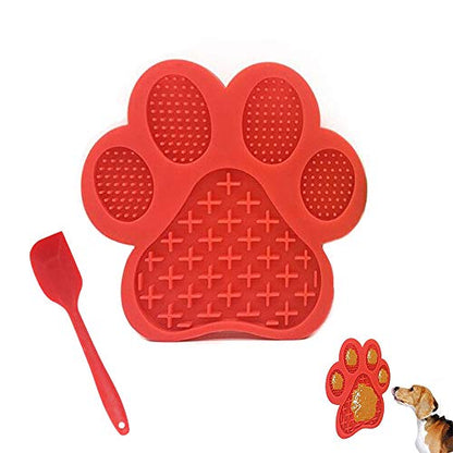 Dog Licking Mat for Anxiety Peanut Butter Slow Feeder Bowls Licking Pad with Strong Suction to Wall for Pet Bathing,Grooming,and Dog Training (Red) - color: Red