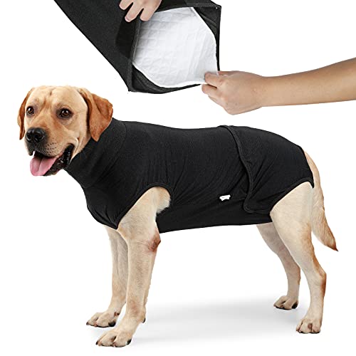 HEYWEAN Full Body Dog Diaper with a Puppy Nappies Physiological Dog Surgery Recovery Suit for Male Female Dogs - color: Classic Black, size: XX-Small
