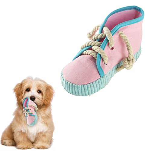 vocheer Dog Chew Toy, Dog Toys to Keep Them Busy Durable Teething Shoe Interactive Squeaky Puppy Toy,Small,Medium Breze, Machine Washable, Pink - color: Pink