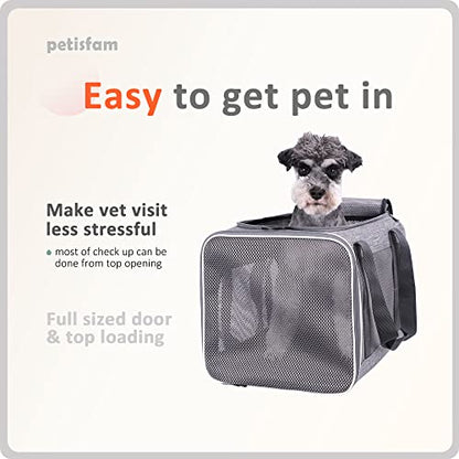 You've got This Cat Carrier with Privacy Flaps for Nervous Fur-Kids. Top-Load Quick-in. 360° Airy Mesh Windows Let Cats See You & Reduce Travel Anxiety. Rip-Stop Fabric & Lockable Zips Hug Securely - color: NervousCats