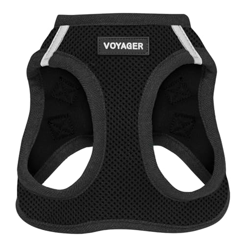 Best Pet Supplies - All Weather Mesh / Plush, Reflective, No Pull Harness for Small, Medium Dogs, Cats - Secure with Hook & Loop Fastener, Buckle, Double D-Rings - Black/Black Trim, S - color: Harness (Black/Black Trim), size: S (Chest: 14.5 - 16")