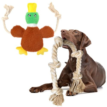 Fida Dog Rope Toys and Duck Dog Rope Toys Set, Dog Toys to Keep Them Busy, Squeaky Dog Toys for Large Dogs, Intactive Dog Rope Toy Plush Duck Dog Toys for Small Medium Dogs