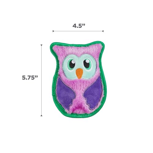 Outward Hound Durablez Minis – Squeaky Plush Dog Toy, No Stuffing for Less Mess, Interactive & Tough, Jumbo Squeaker, Puppies & Small Dogs, Owl, 5.8" - color: Owl, size: X-Small