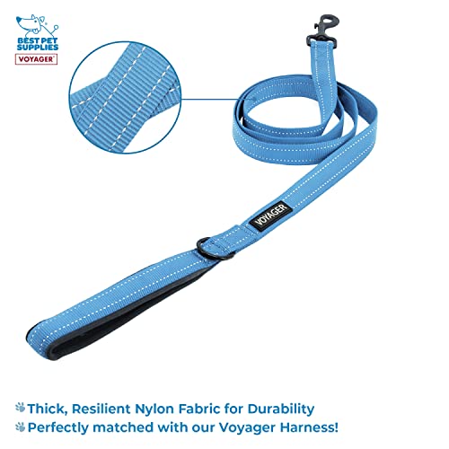 Voyager Step-in Air All Weather Mesh Harness and Reflective Dog 5 ft Leash Combo with Neoprene Handle, for Small, Medium and Large Breed Puppies by Best Pet Supplies - Blue, X-Small - color: Leash Harness Set (Baby Blue Base), size: XS (Chest: 13 - 14.5")