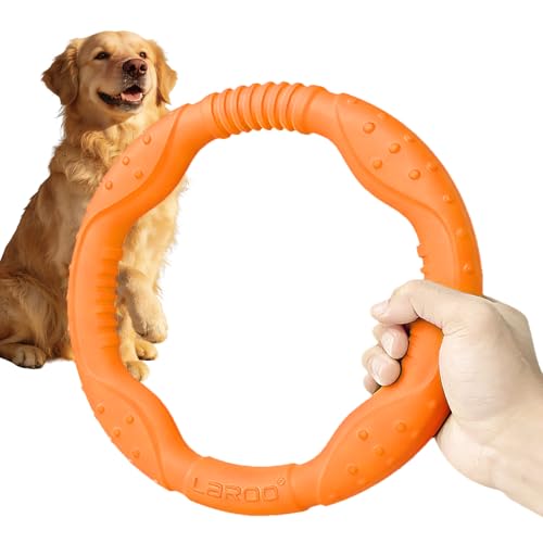 LaRoo Dog Ring Toy - Durable Flying Disc for Fetch, Water Floating & Training Tough, Chew-Proof Design for Aggressive Chewer Breeds, Easy-Throw Lightweight Frisbee for Medium/Large Dogs (Orange/30cm) - color: Orange-L