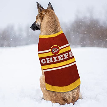 NFL Kansas City Chiefs Dog Sweater, Size Extra Small. Warm and Cozy Knit Pet Sweater with NFL Team Logo, Best Puppy Sweater for Large and Small Dogs - color: Kansas City Chiefs, size: X-Small
