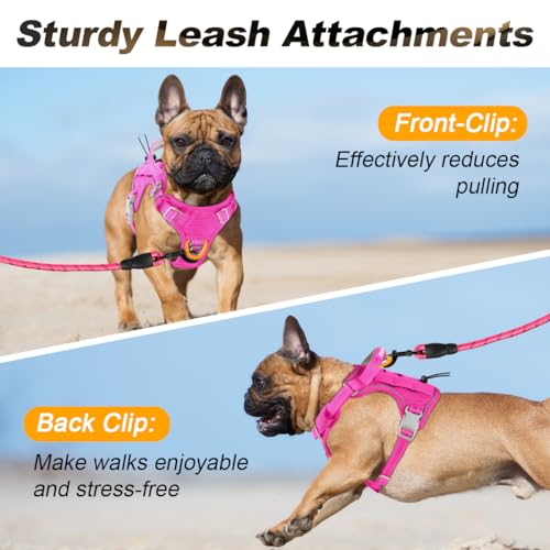 BARKBAY Service Dog Vest Tactical Dog Harness Medium Large Sized Dog No Pull Adjustable Dog Harness Reflective K9 Working Training Easy Control Military Molle System(Pink,S) - color: Pink, size: Small