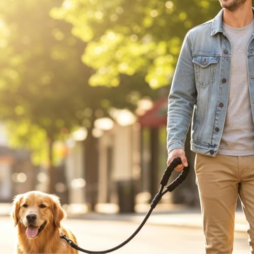 3FT Rope Leash for Medium Large Dogs, Comfortable Padded Handle Classic Dog Leash