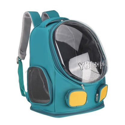 Pet Backpack Carrier, Portable and Ventilated, Oxford Cloth, Dog Cat Travel Bag with Transparent Cover 13.78", (Light Blue, 1 Pcs), Intended for Hiking/Camping/Traveling - color: Light Blue
