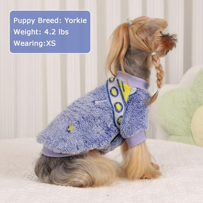Small Dog Sweater Night Glow Fleece Dog Clothes for Small Dogs Girl Boy, Warm Pullover Doggy Sweatshirt, Winter Pet Coat Jacket Cat Costume, Puppy Outfit Female Male, Blue, XXS - color: Night Glow Blue, size: XX-Small (Chest 11in )