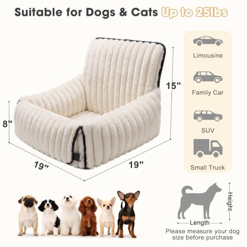 MIXJOY 6-in-1 Dog Car Seat for Small/Medium Dogs up to 25 lbs, Multi-Functional Dog Carrier for Car with Detachable Washable Cover, Pet Travel Bed with Clip-On Safety Leash, Beige - color: Beige