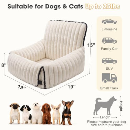 MIXJOY 6-in-1 Dog Car Seat for Small/Medium Dogs up to 25 lbs, Multi-Functional Dog Carrier for Car with Detachable Washable Cover, Pet Travel Bed with Clip-On Safety Leash, Beige - color: Beige