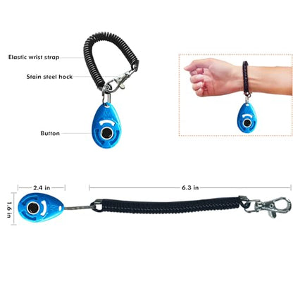 MODUS Pet Training Clicker for Dogs - Clicker with Adjustable Wrist Strap - Positive Reinforcement Clicker for Dogs, Cats, Puppies(Blue)