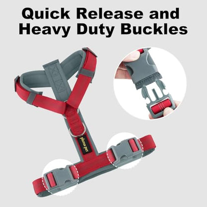 Plutus Pet No Pull Dog Harness, Adjustable Nylon Harness with Soft Padding, Reflective and Heavy Duty Dog Harness for Small, Medium, Large Dogs(Red, M) - color: Red, size: M