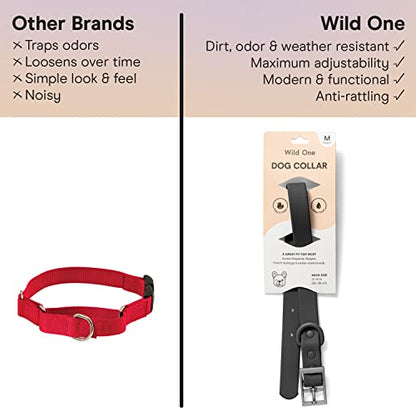 Wild One Dog Collar, Easy-Clean, All Weather Flex-Poly Strap with Metal, Durable, Dirt and Odor Resistant (Black, XS) - color: Black, size: XS