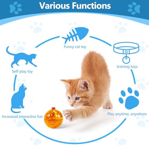 Jecery 9 Pcs Ghost Hunting Light Up Cat Balls LED Motion Activated Cat Toy Interactive Lighted Ball Pet Glowing Mini Running Exercise Toys for Kitten Dog Pet Animals Activity(Multicolor) - color: Multicolor
