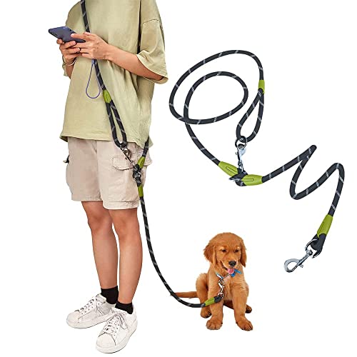 Hands Free Dog Leash Crossbody Dog Running Leash Handsfree Pet Rope for Hiking Training Heavy Duty Reflective Pet Walking Belt (Black) - color: Black