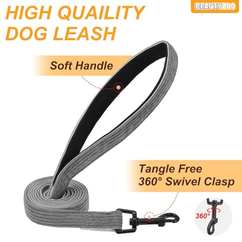 BEAUTYZOO No Pull Dog Harness Large, Adjustable Dog Harness and Leash Set -Easy Wearing with 3 Buckles/Control Handle,No Choke Soft Padded Reflective Pet Vest for Training Walking Hiking,Grey S - color: Solid Grey, size: S: chest 14"-24"