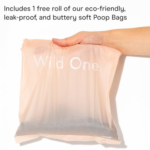 Wild One Dog Poop Bag Holder and Dispenser with Leash Attachment, Leak Proof, Easy Twist Top for Refills, Includes 1 Roll Poop Bags, Navy - color: Navy, size: Dispenser + 10 Bags