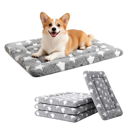 Dog Bed Mat, Reversible Crate Pads for Small/Medium/Large Dogs & Cats Sleeping, Portable & Soft, Dog Beds Crate Pad (Grey, S(24"*18"*1.5")) - color: Grey-4pcs, size: S(24"*18"*1.5")