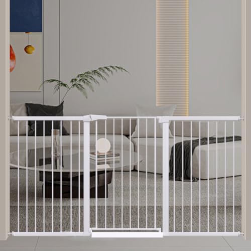 Fairy Baby 38" Extra Tall Baby Pet Gate for Stairs,70.9"-76.3" Extra Wide Long Dog Gate for the House, Metal Auto Close Pressure Mounted Safety Child Gate, Tension Baby Gate Barrier No Climb, White - color: White, size: 70.9"-76.3"