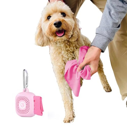 Portable Dog Paw Towel, Lightweight & Super Absorbent Microfiber, Clips onto Leash, Quick Drying Towel for Dogs Paws with Silicone Case, Dry Dog’s Paws on The Go - Small - Rosy Glow - color: Rosy Glow (Small)