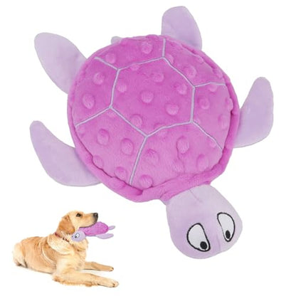 Squeaky Sea Turtle Plush Dog Toy - Durable, No Stuffing, Interactive Chew Toy for Small Dogs - Relieve Anxiety, Teething, and Keep Them Busy for Puppy(Purple) - color: Purple