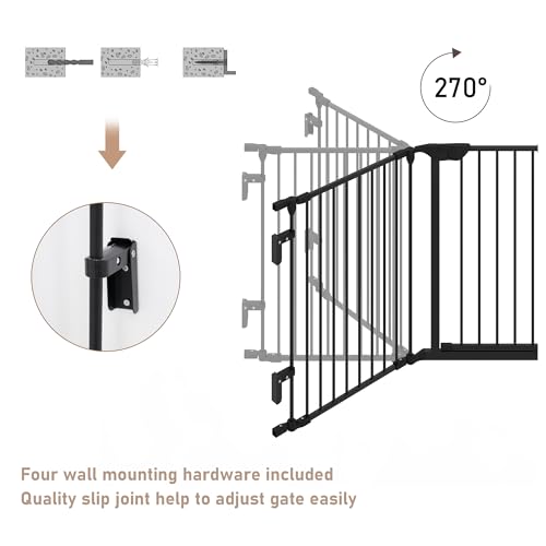 74" Wide Baby Gate Metal Safety Playpen - Fireplace Fence for Toddler/Pet/Dog, 3-Panel,30" H, Black - size: 74" Wide, 3-Panel (30" H)