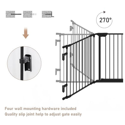 74" Wide Baby Gate Metal Safety Playpen - Fireplace Fence for Toddler/Pet/Dog, 3-Panel,30" H, Black - size: 74" Wide, 3-Panel (30" H)
