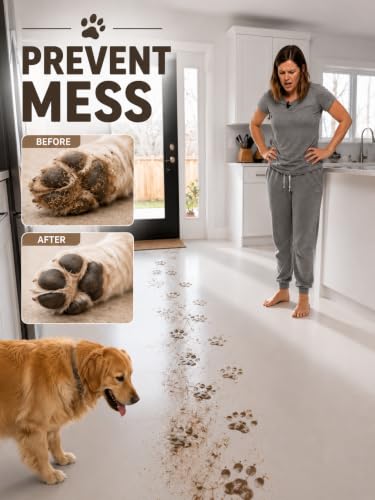 2 for 1 Dog Paw Cleaner Kit for Dogs & Cats – No-Rinse Paw Cleaning Foam, Microfiber Towel & Waste Bag Rolls – Portable Muddy Paw Cleaner Set for Indoor & Outdoor Use