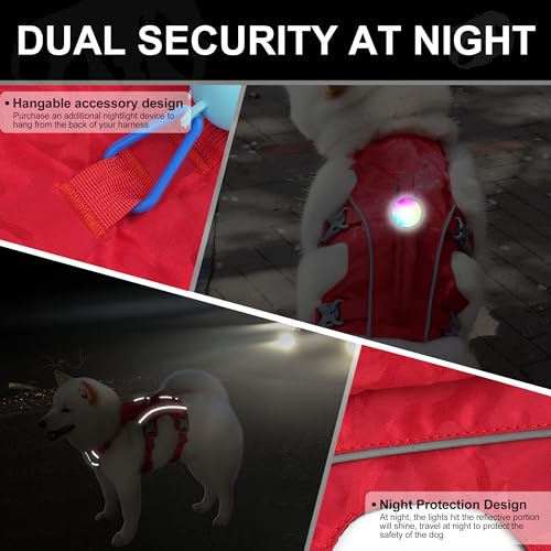 Escape Proof Dog Harness, Lightweight Full Body Pet Vest with Lift Handle and Leash Clip, Reflective Adjustable Small Dog Harness for Daily Walking(Red,Chest:14-22") - color: Red, size: XS: Chest 14-22", Fit 8-12 lbs