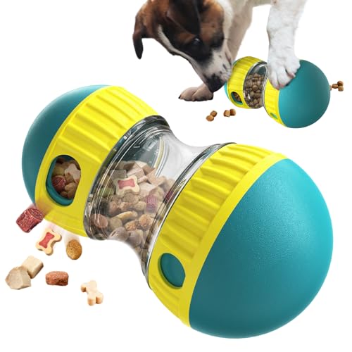 BSISUERM Dog Puzzle Toy Adjustable Treat Dispensing Ball Food Dispenser Tough Slow Feeder Puppy Enrichment Training Toy Pet Interactive Chase Toys for Small Medium Large Dogs to Keep Them Busy, Green - color: Green - Single - Standard