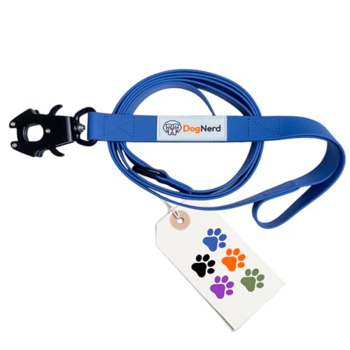 6ft Royal Blue Dual Handle Silicone Tactical Dog Leash for Medium, Large, Giant Breeds | Quick Release Carabiner| Coated Nylon Heavy Duty | Strong Puller | Training Leashes - color: Royal Blue