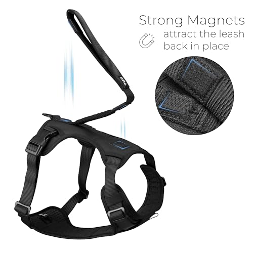 TUG Grab Dog Harness | Integrated Traffic Leash Magnetically Attached for Quick Control (XL/Black) - color: Black - Grab Harness, size: XL