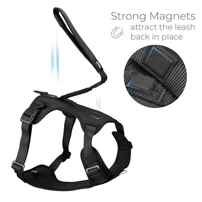 TUG Grab Dog Harness | Integrated Traffic Leash Magnetically Attached for Quick Control (Large/Black) - color: Black - Grab Harness, size: Large