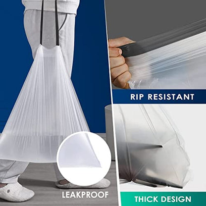 5 Gallon 120 Counts Strong Drawstring Trash Bags Garbage Bags by RayPard, Small Plastic Trash Bags fit 18-20L Trash Can for Home Office Kitchen Bathroom Bedroom, White Waste Basket Liners - style: 120-5 Gallon-White