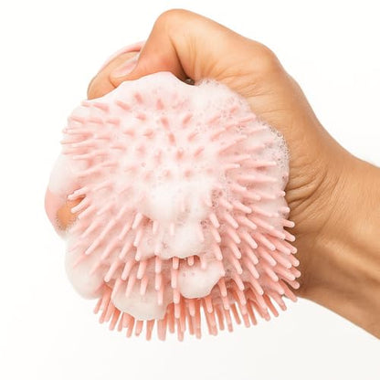 HamInWay Dog Bath Brush, 2-in-1 Dog Brush for Grooming with Built-in Shampoo Dispenser, Gentle Silicone Bristles for Bath & Massage,Easy Clean Design for Dog, Cats & Small Pets, Pink - color: Pink