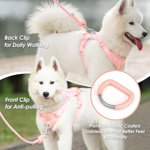 No Pull Dog Harness, Puppy Vest with Front Clip for Small Medium Large Sized Dog(Light Pink,M) - color: Light Pink, size: M(Neck:18.5-25.6", Chest:20.9-30.7")