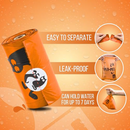 Pet N Pet 1080 Counts Orange Poop Bags for Dogs, 41% Plant Based & 59% PE Extra Thick Dog Poop Bags Rolls, 9" x 13", Unscented Pet Waste Bag - size: 1 Count (Pack of 1080), style: Unscented - Orange